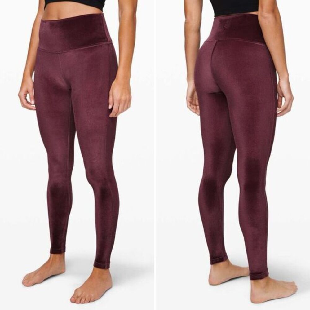 Lululemon Wunder Lounge High-Rise Velvet Tight 28" in Garnet Size 12